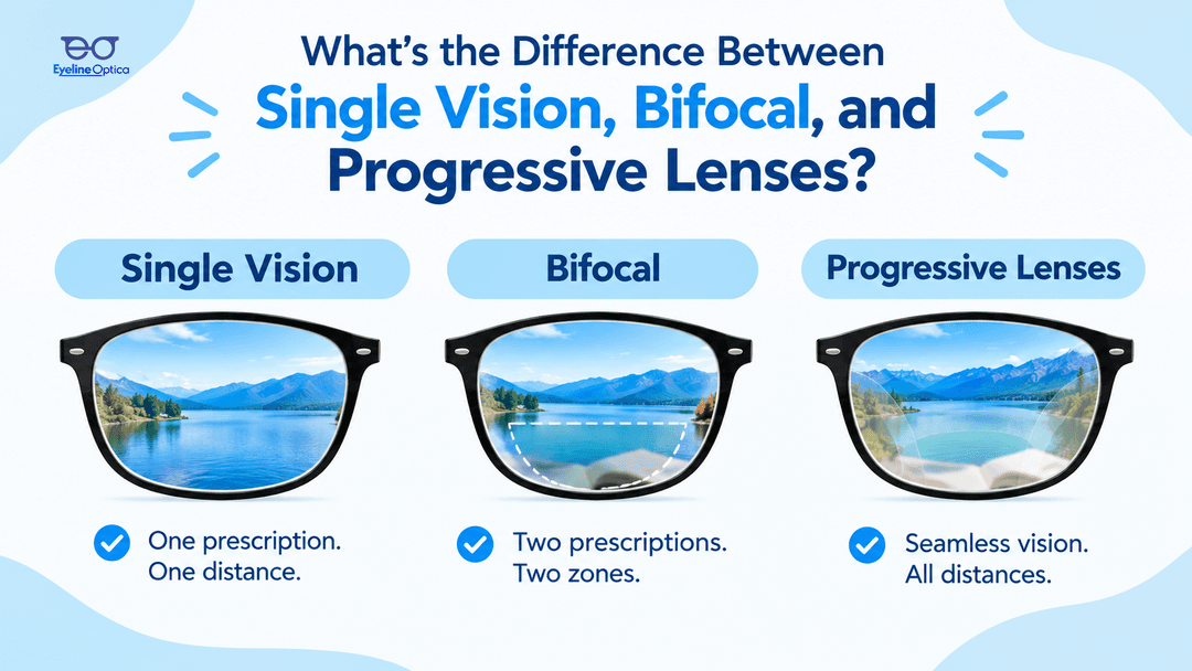 What's the Difference Between Single Vision, Bifocal, and Progressive Lenses?